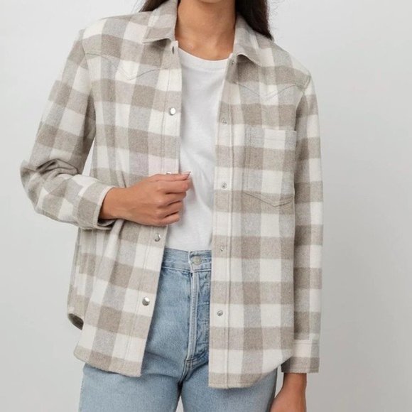 Rails Tripp Beige Plaid Flannel Shirt Shacket Size Small